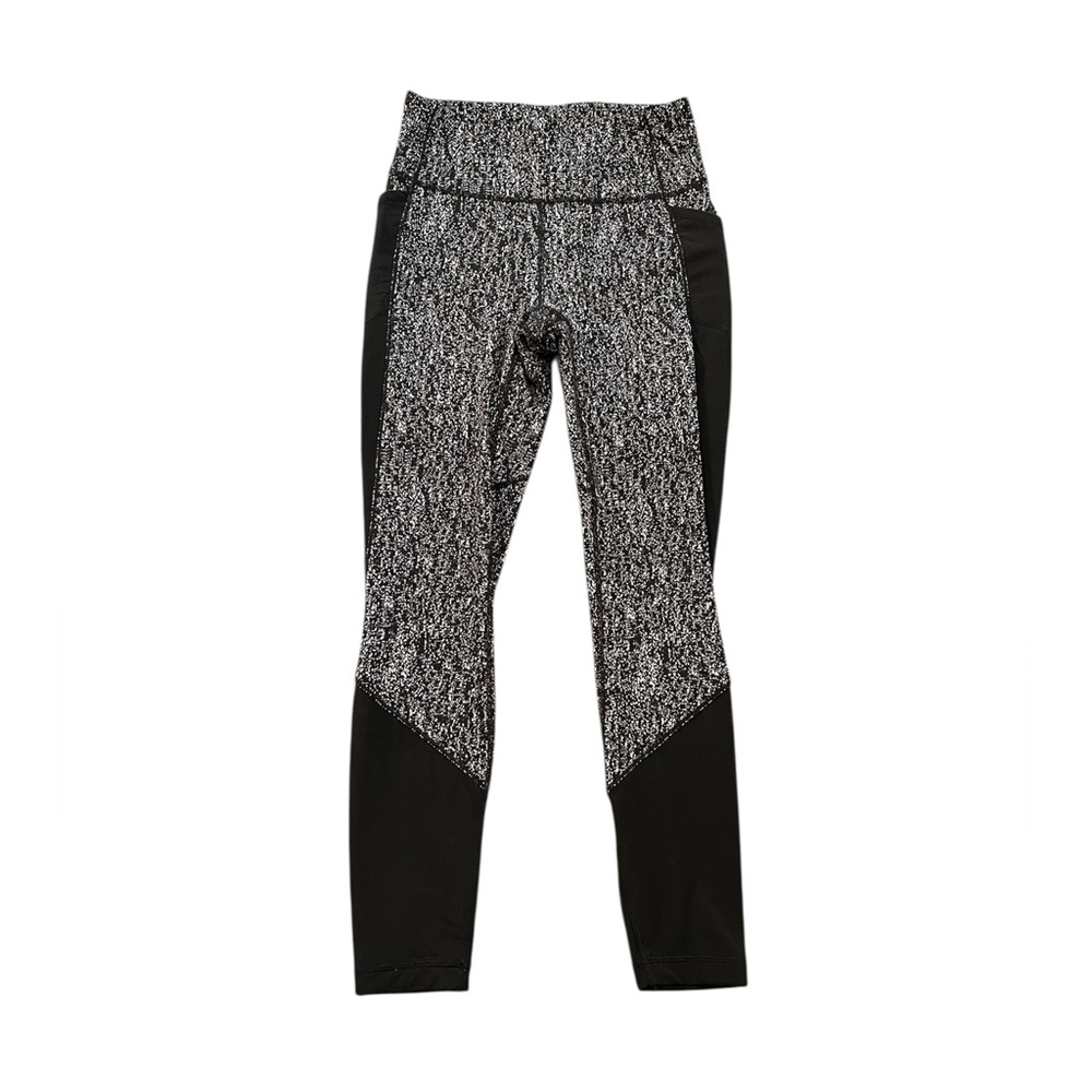 Lululemon Fit Physique Tight Full Length Mesh Panel Black/White Leggings Size 8